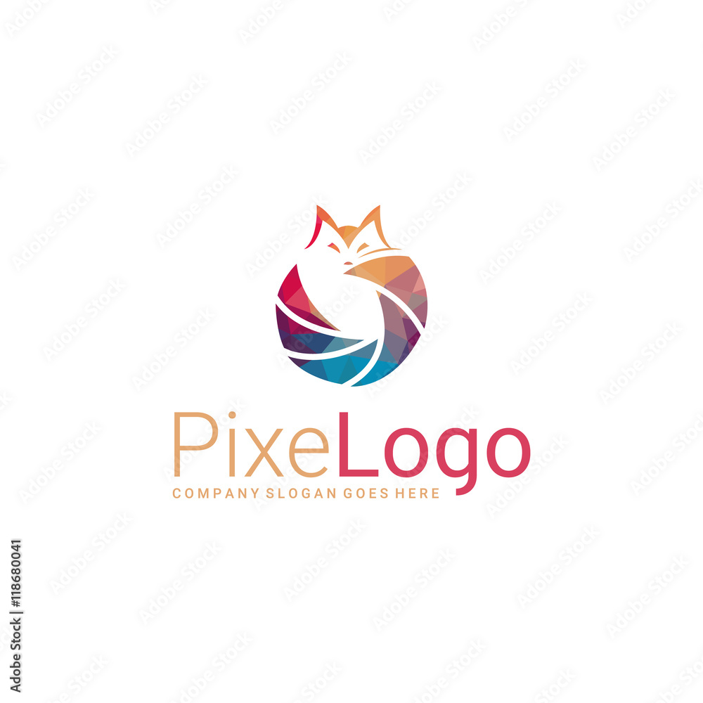 Polygonal fox logo. Shutter fox logotype. Abstract elegant business logo.
