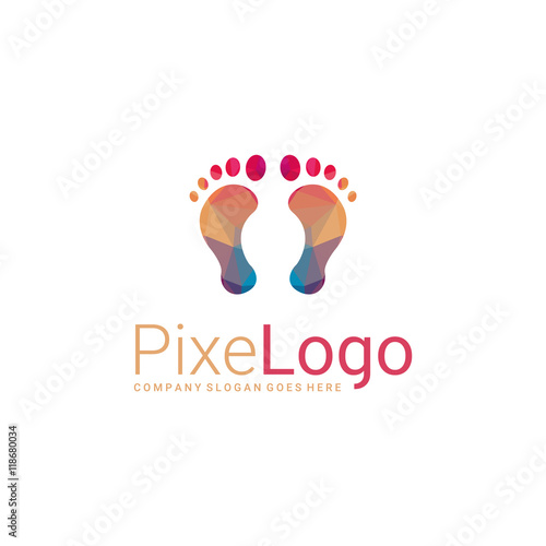 Polygonal foot logo. Colourful foot icon. Abstract elegant business logo.