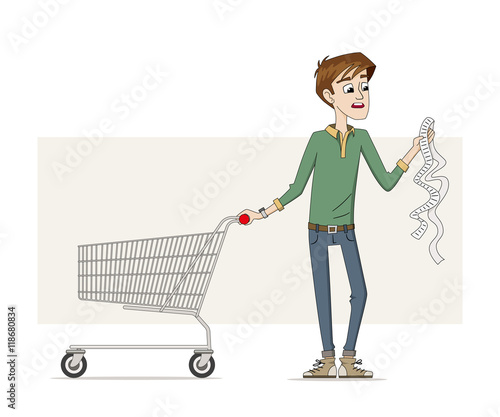 Man with a long shopping list