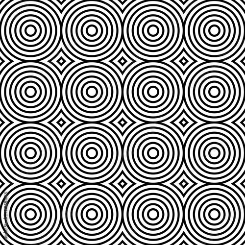 Vector seamless texture. Modern abstract background. Monochrome pattern with concentric circles.