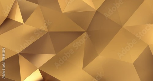 3d gold abstract geometric polygon surface motion background loop 4k