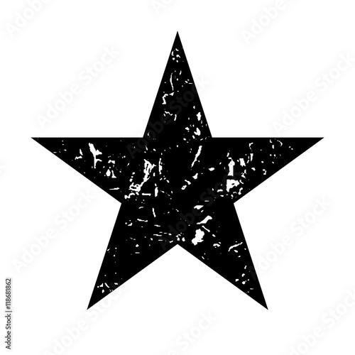 Star icon grunge texture. Vintage retro style. Design element. Black-dirty silhouette, isolated on white background. Grungy artistic template. Distressed symbol. Paint brush image. Vector illustration © alona_s