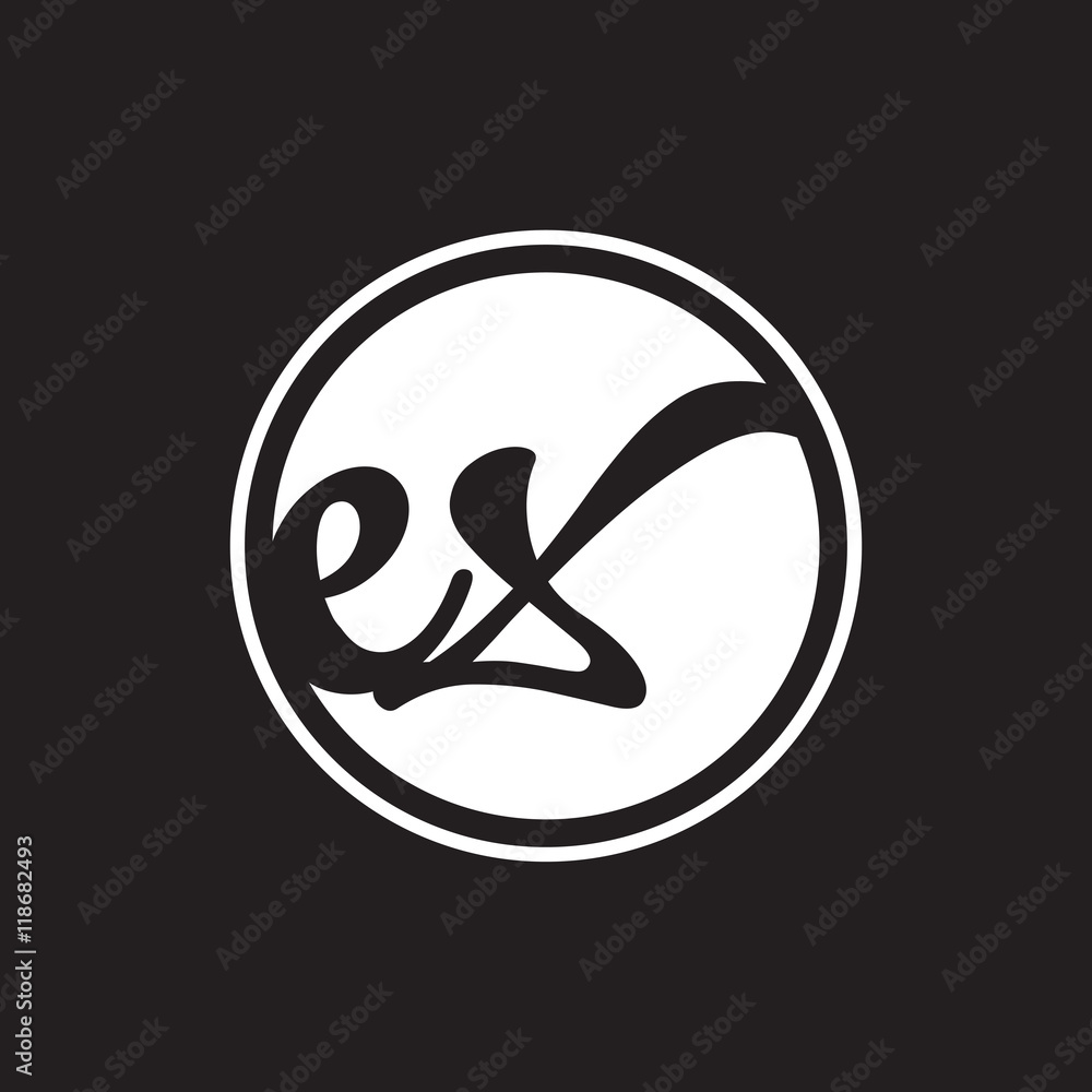 Obraz premium initial letter logo circle with ring white color