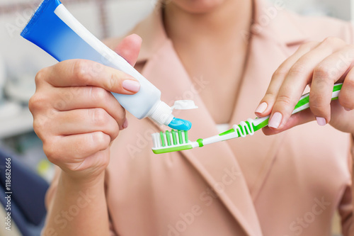 Woman with tooth brush