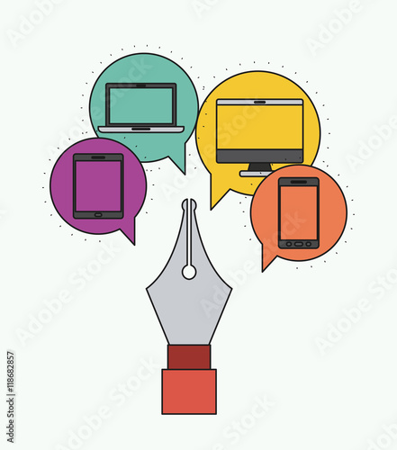 Network electronic devices communication vector illustration design