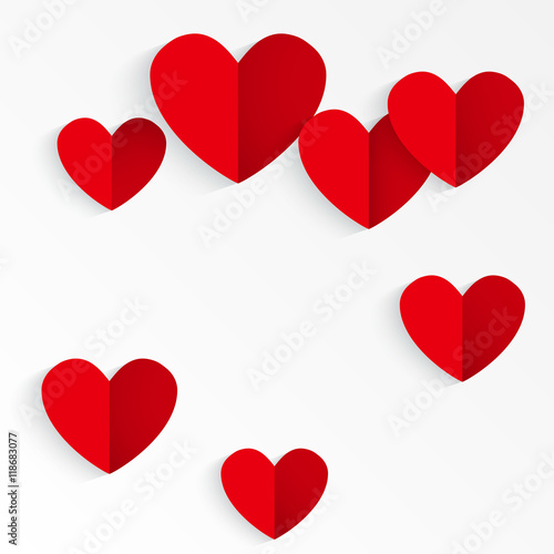 Valentine's day abstract background with red paper heart .Vector