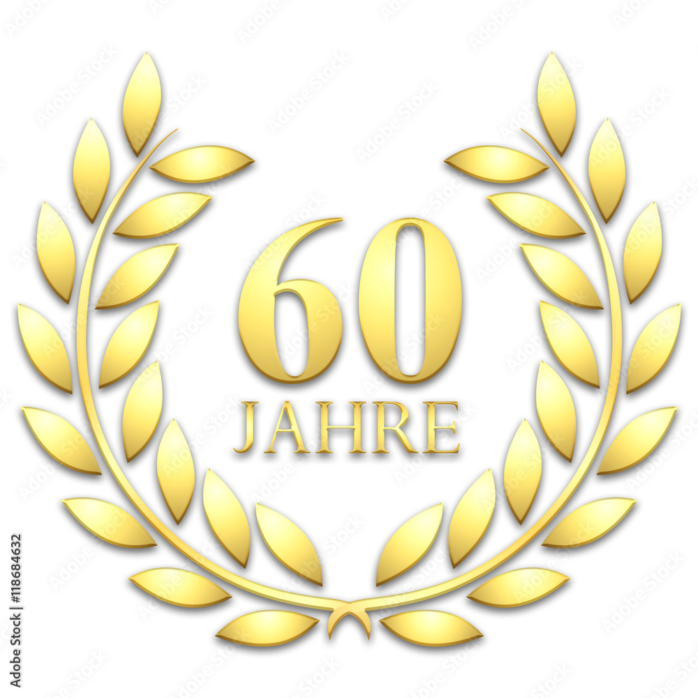 Lorbeerkranz. Gold. 60 jahre Stock Illustration Adobe Stock
