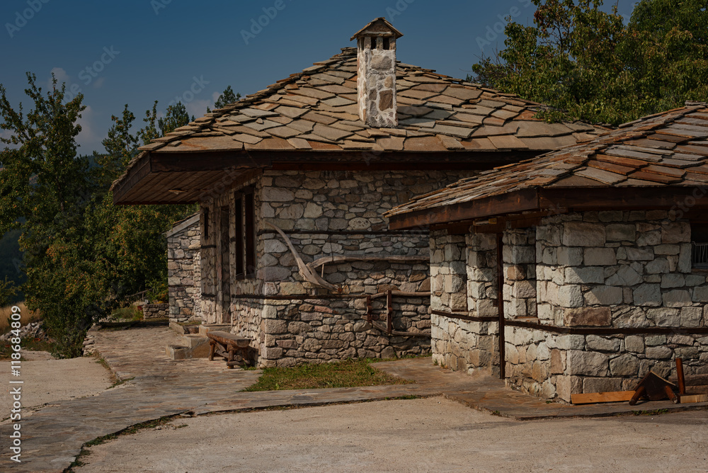 Small Rhodope houses near Belintash sanctuary, Bulgaria