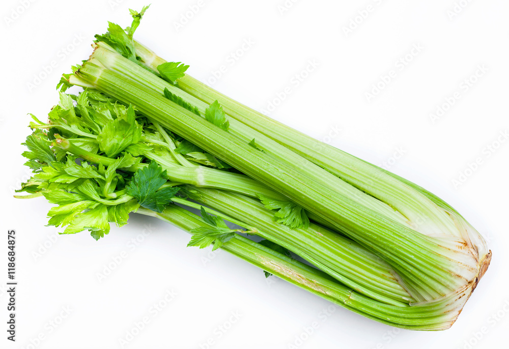 fresh green celery stalks on white fresh green celery stalks on white