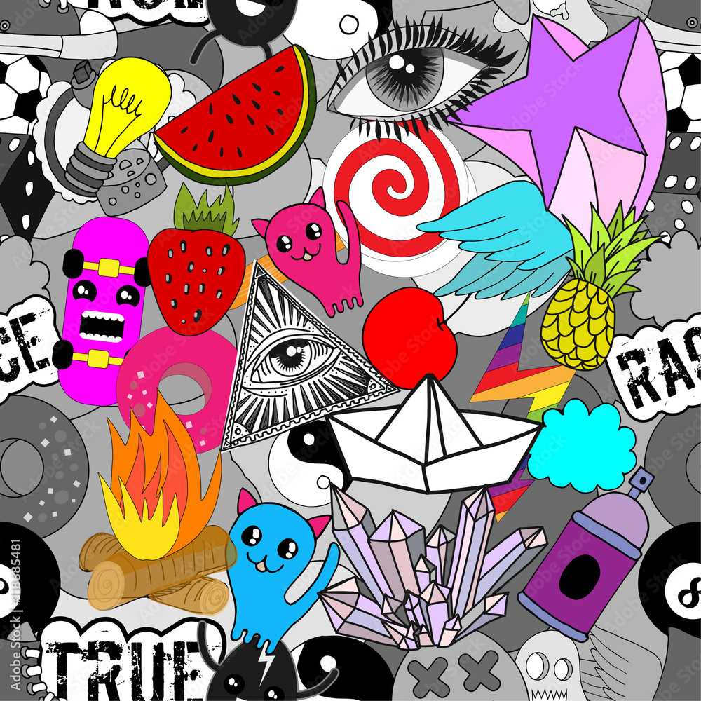 Seamless pattern bright colorful stickers Seamless pattern bright colorful stickers