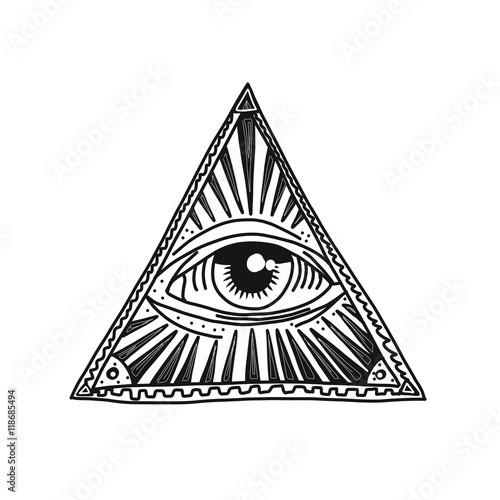 Hand drawn pyramid and eye
