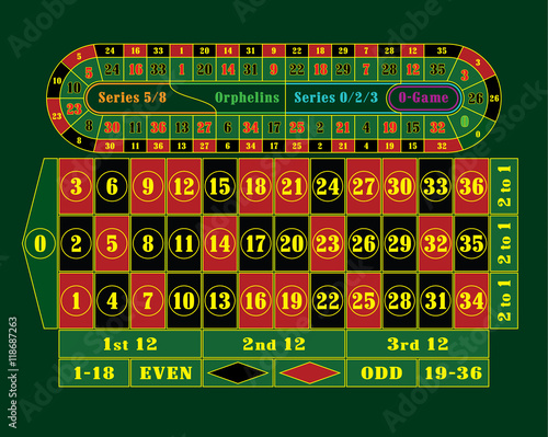 Traditional European Roulette Table vector illustration