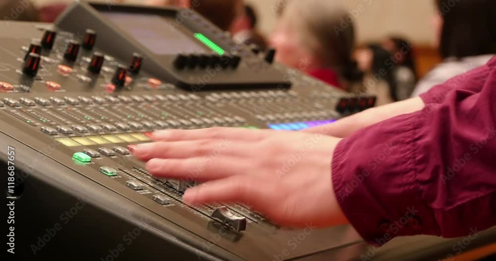 Professional sound engineer and digital audio mixer in recording studio Professional sound engineer and digital audio mixer in recording studio