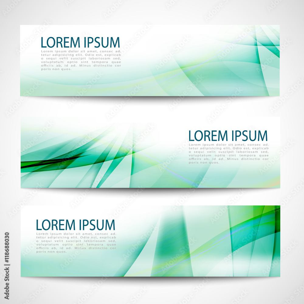 Fototapeta premium Abstract header green wave white vector design