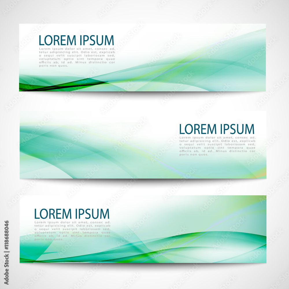 Fototapeta premium Abstract header green wave white vector design