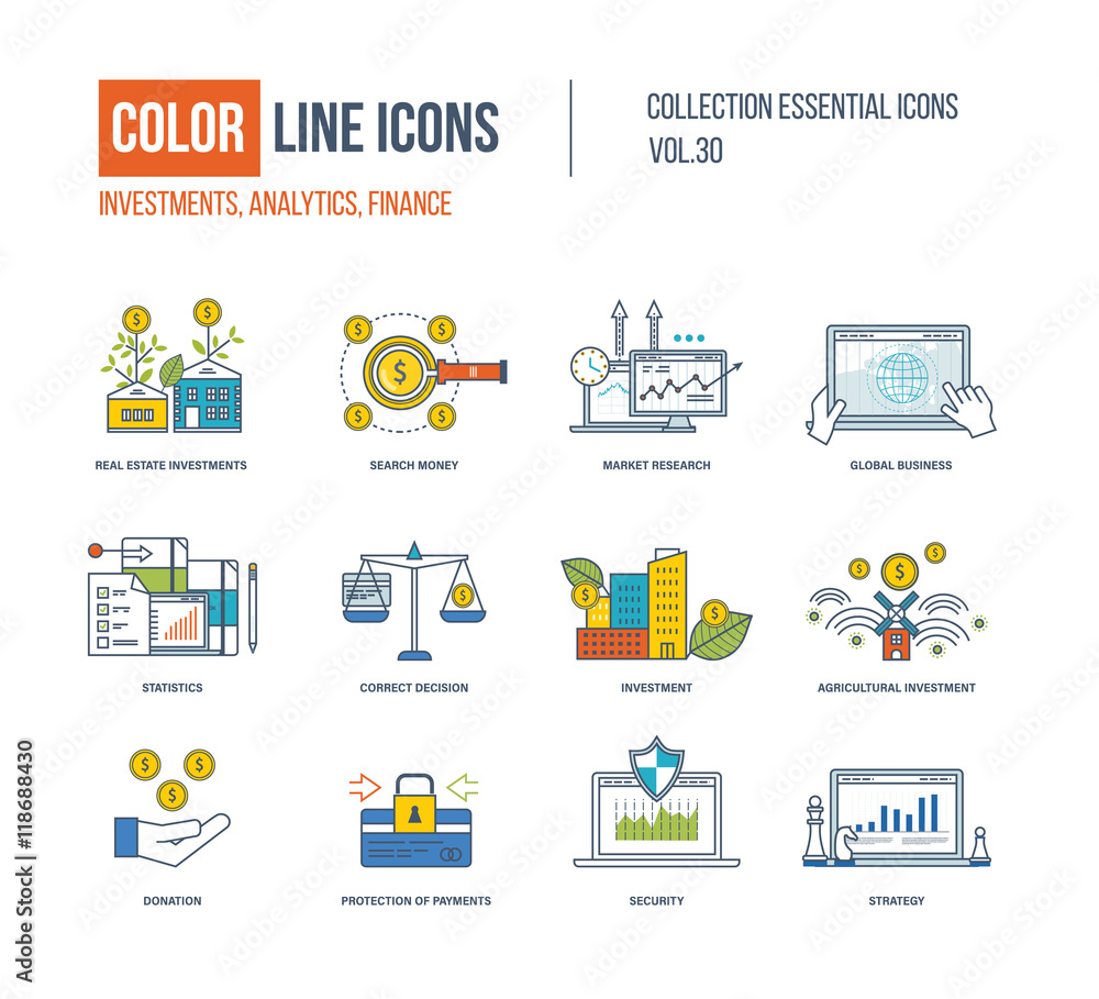 Color Line icons collection. Color Line icons collection.