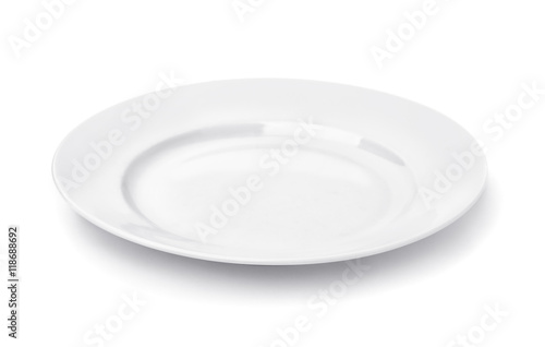 White round empty dinner plate