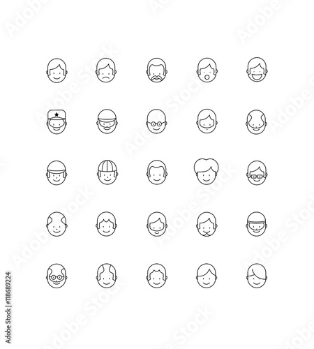 Caricature, portrait, emoticone, tête, avatar