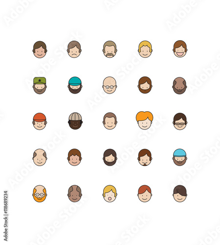 Caricature, portrait, emoticone, tête, avatar