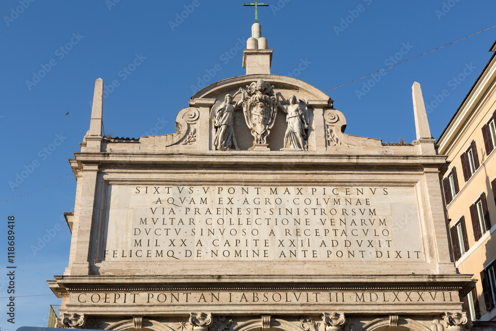 Fototapeta premium Facade of Moses fountain in Rome, Italy