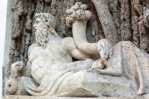 Four Fountains is a group of four Late Renaissance fountains  in Rome  Italy. The figure of one fountain  represent the  River Aniene