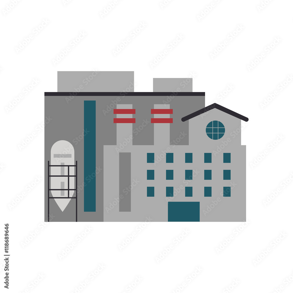 building grey metal plant factory industry icon. Colorful Flat and Isolated design. Vector illustration