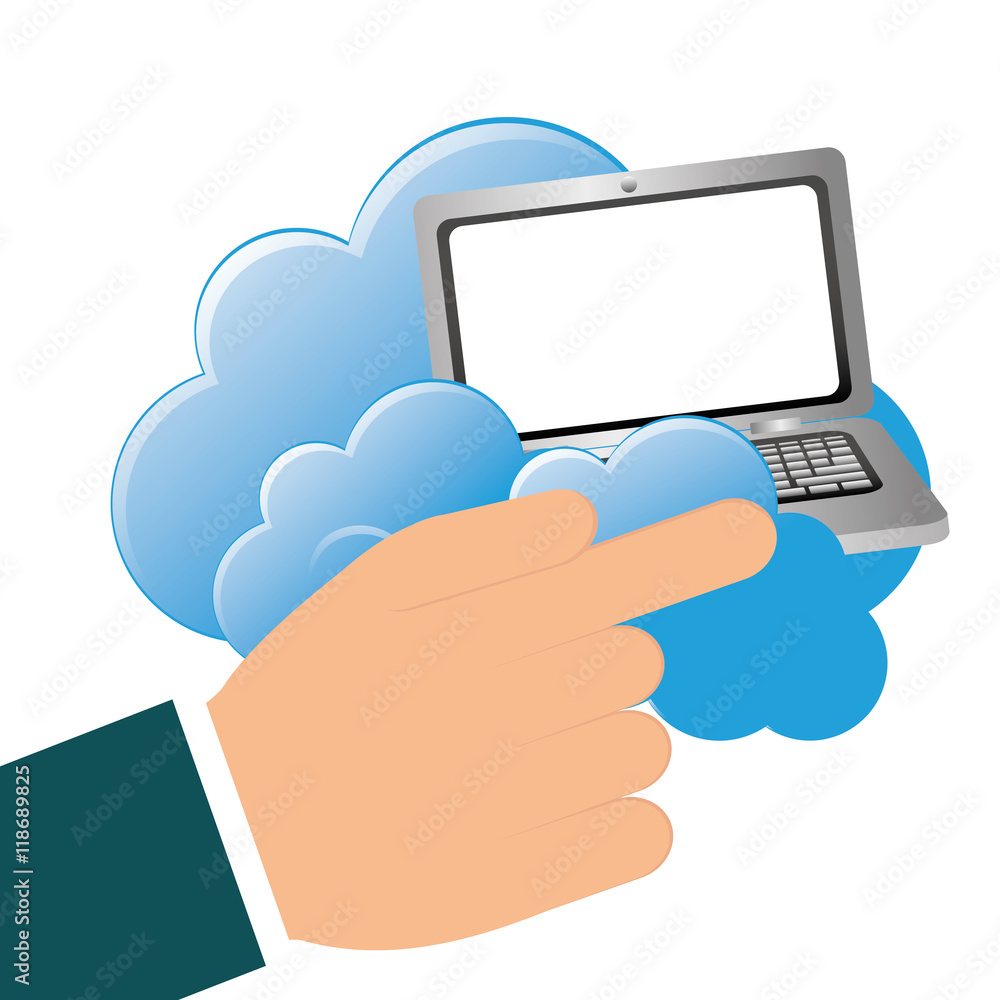 laptop cloud computing web hosting data center security system technology icon set. Colorful and flat design. Vector illustration laptop cloud computing web hosting data center security system technology icon set. Colorful and flat design. Vector illustration