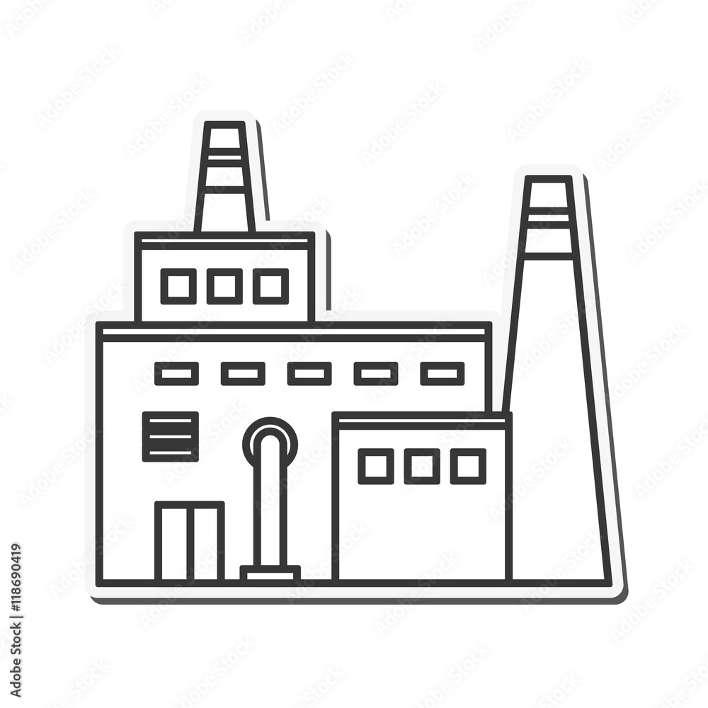 building plant factory industry icon. Flat silhouette and Isolated design. Vector illustration