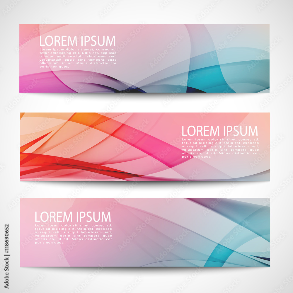 Abstract header blue pink wave white vector design. colorful background