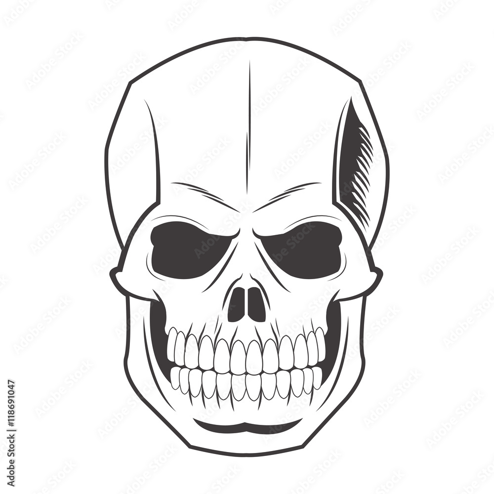 Fototapeta premium skull tattoo face gothic death evil icon. flat and isolated design. Vector illustration