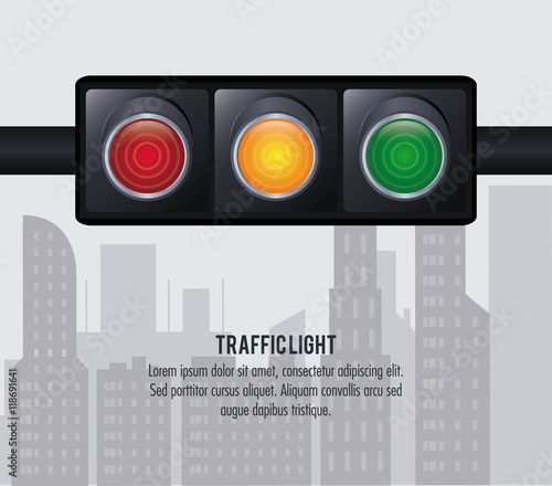 semaphore trafficlight sign warning road street icon. Colorful design. City silhouette background. Vector illustration