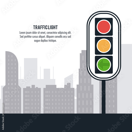 semaphore trafficlight sign warning road street icon. Colorful design. City silhouette background. Vector illustration