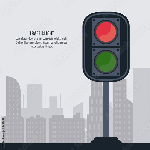 semaphore trafficlight sign warning road street icon. Colorful design. City silhouette background. Vector illustration