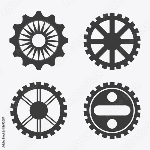gear cog circle machine part metal icon set. Isolated and silhouette design. Vector illustration
