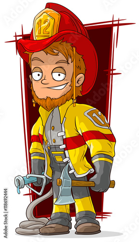 Cartoon fireman chief in cool uniform