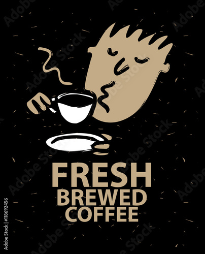 picture of a young man drinking from a cup of coffee