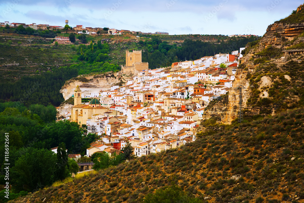 view of Alcala del Jucar with castle