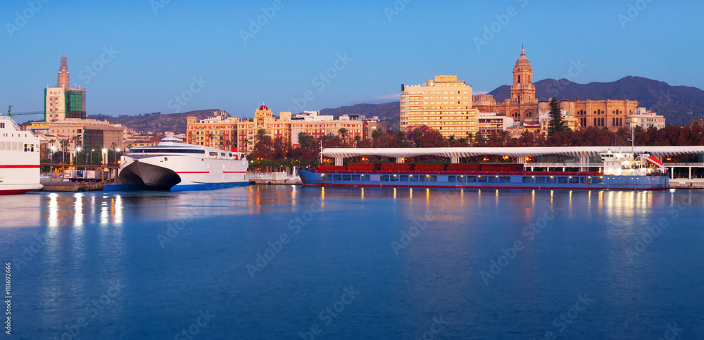 Malaga  from Port in  morning