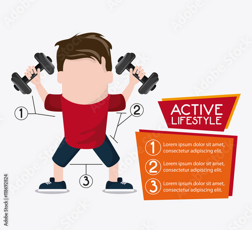 boy man cartoon weight lifting healthy lifestyle gym fitness icon. Colorful design. Vector illustration