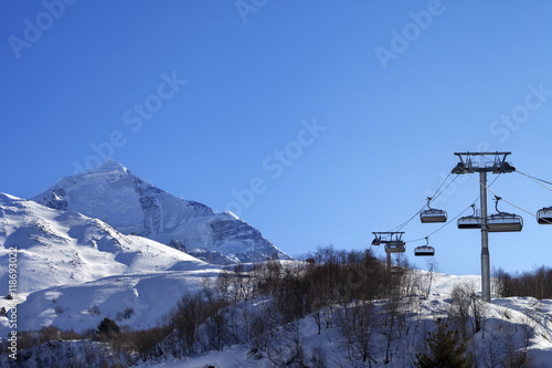 Ski resort at sun winter morning © BSANI