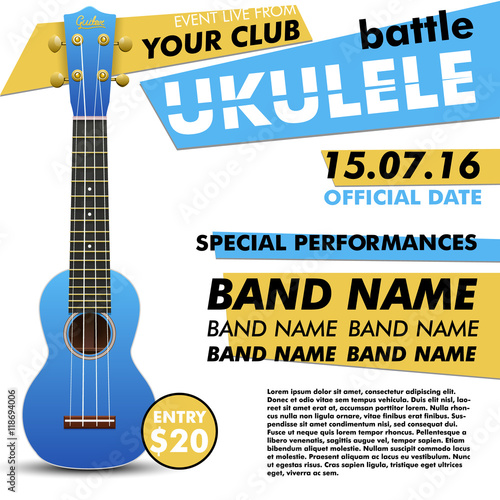 Ukulele show poster for your design / ukulele battle / live concert acoustic / folk music / indie / music poster / ukulele poster/ music event / music performance