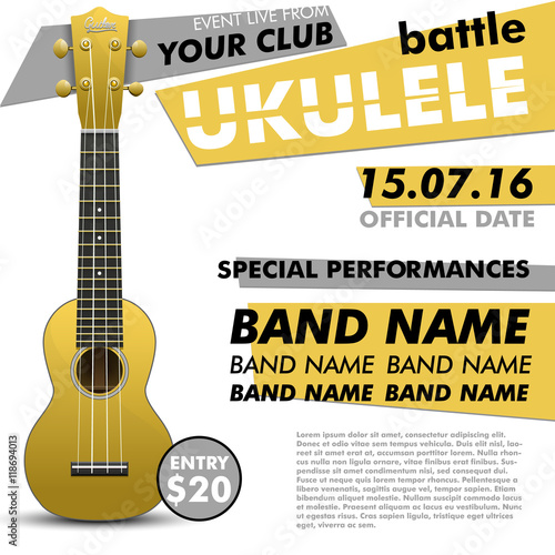 Ukulele show poster for your design / ukulele battle / live concert acoustic / folk music / indie / music poster / ukulele poster/ music event / music performance