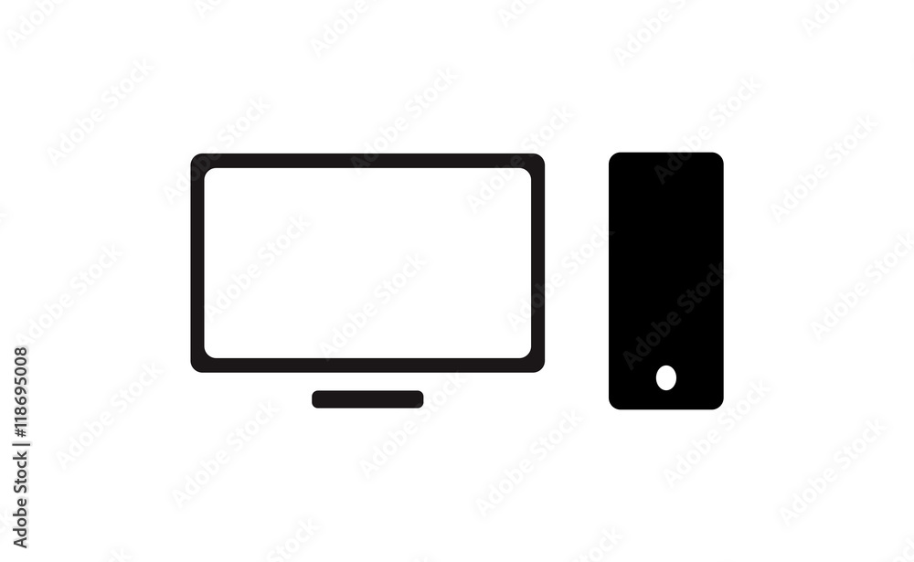 Vector desktop computer icon on white background Vector desktop computer icon on white background