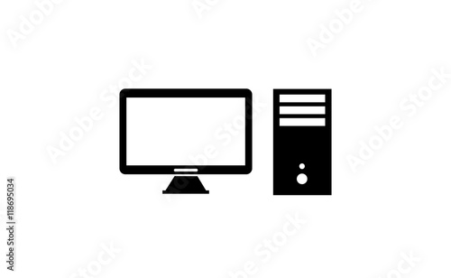 Vector desktop computer icon on white background