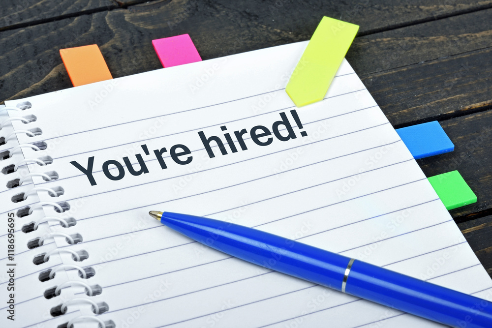 You're hired word on notepad You're hired word on notepad