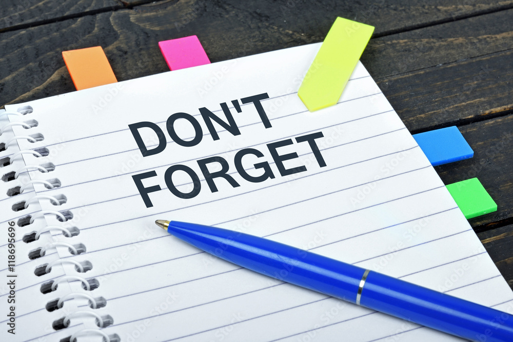 Don't forget word on notepad Don't forget word on notepad