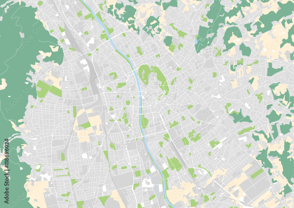 vector city map of Graz, Austria