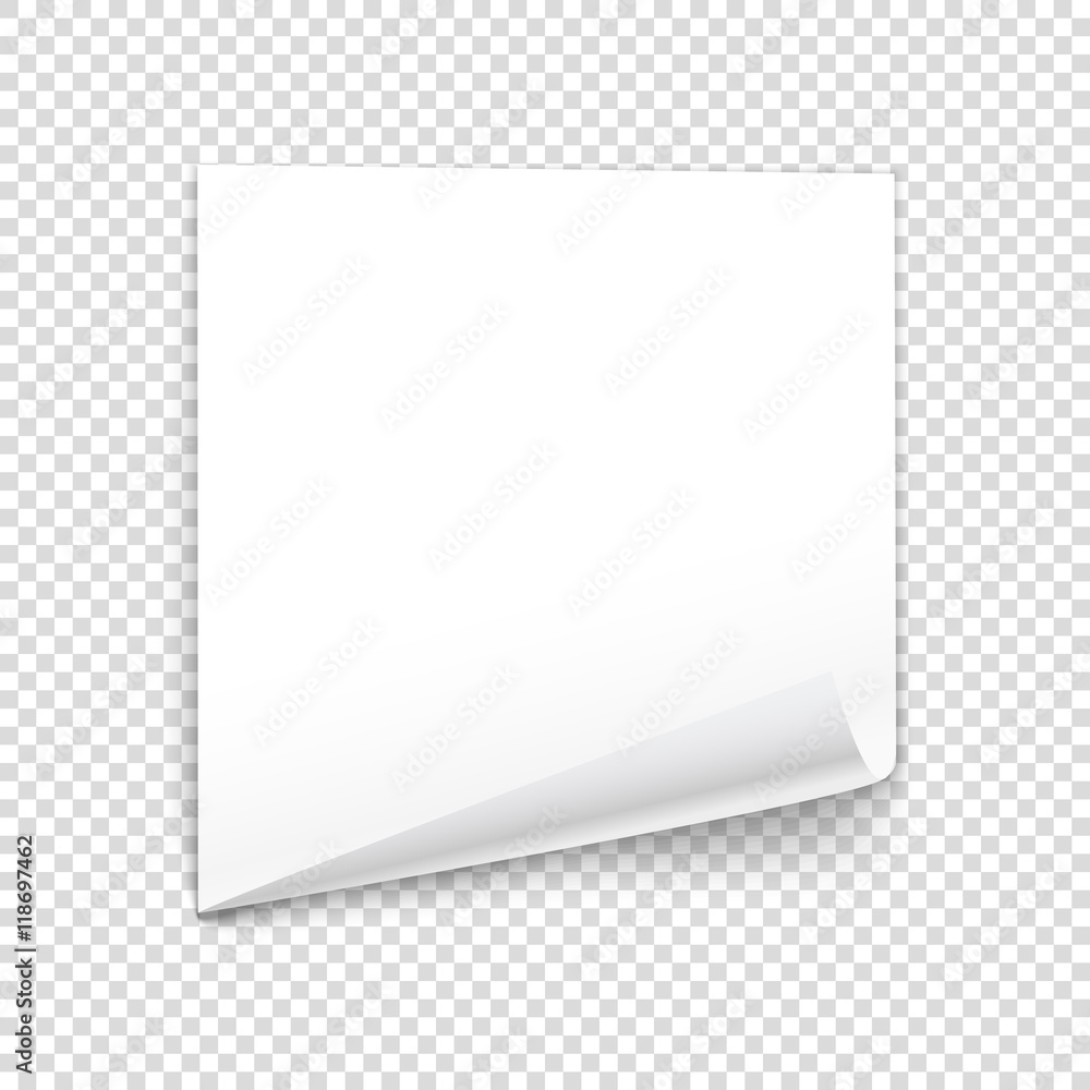 Bended paper sheet isolated on transparent background. Vector il Bended paper sheet isolated on transparent background. Vector il