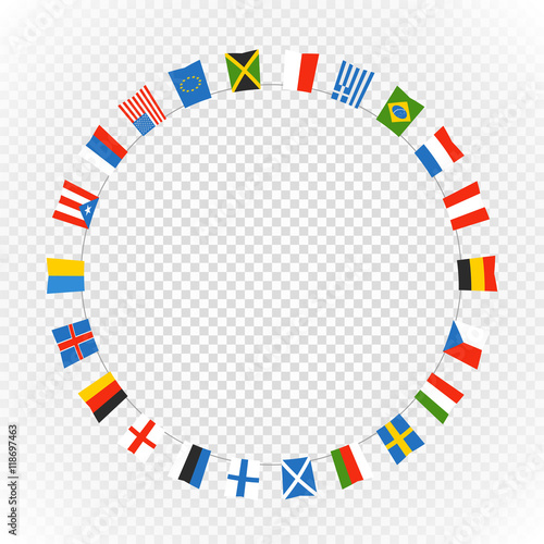 Color flags of differemt countries on transparent background. Ve