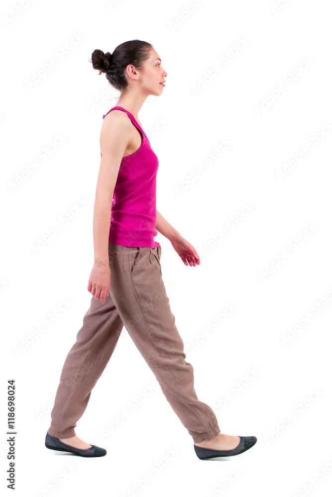 back view of walking curly woman. backside view of person. Rear view people collection. Isolated over white background. dark-skinned girl is. side view. back view of walking curly woman. backside view of person. Rear view people collection. Isolated over white background. dark-skinned girl is. side view.